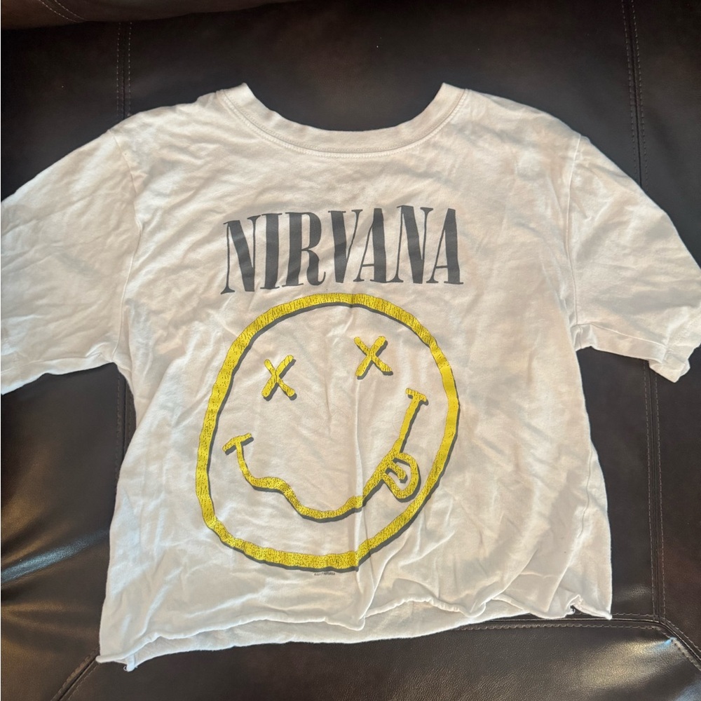 NIRVANA White and Yellow Graphic T-Shirt